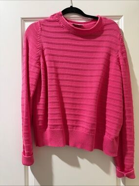 Vineyard Vines Hot Pink Ribbed Crewneck Sweater